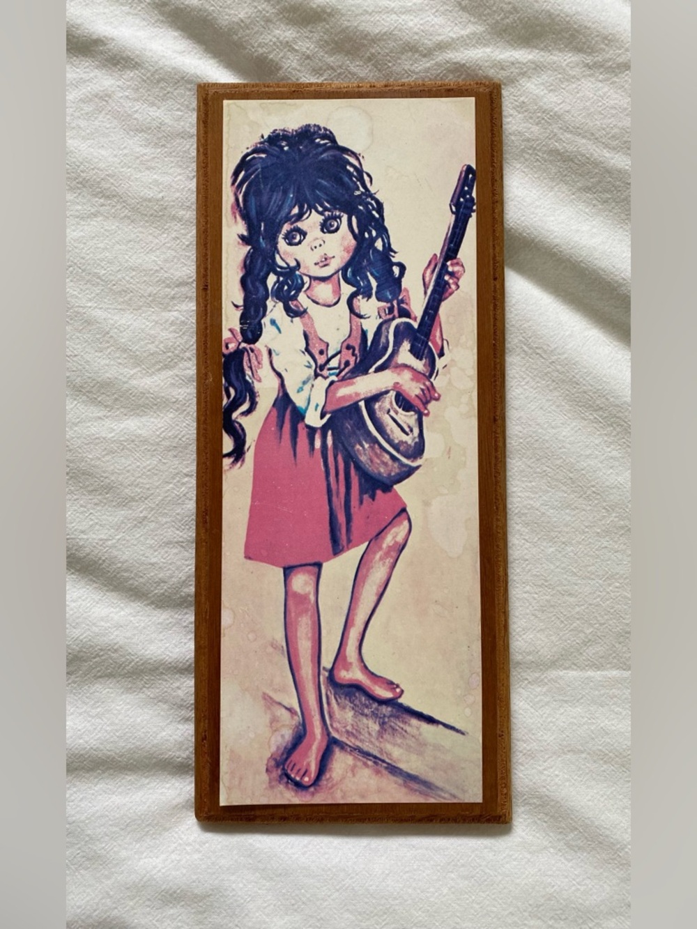Big-Eyed Girl with Guitar Decor
